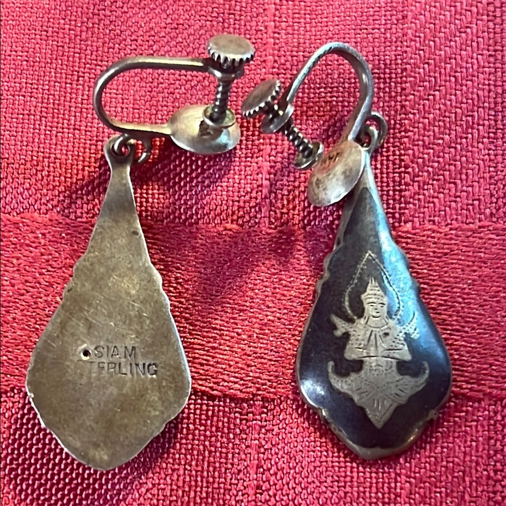 Siam Sterling Silver Earrings VINTAGE SCREW BACKS